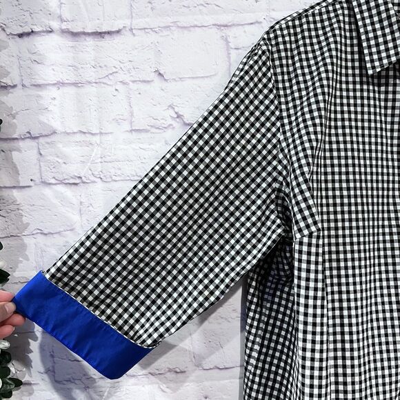 Lauren Ralph‎ Lauren Womens Plus 3X Black White Gingham Button Up Shirt Blouse - Picture 8 of 15